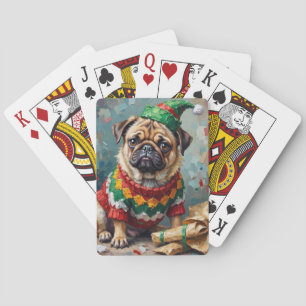 Baraja De Cartas Pug gruñón con sombrero de duende Arte divertido d