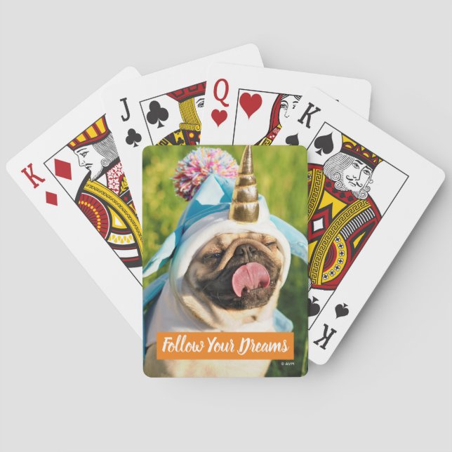Baraja De Cartas Pug unicornio (Reverso)