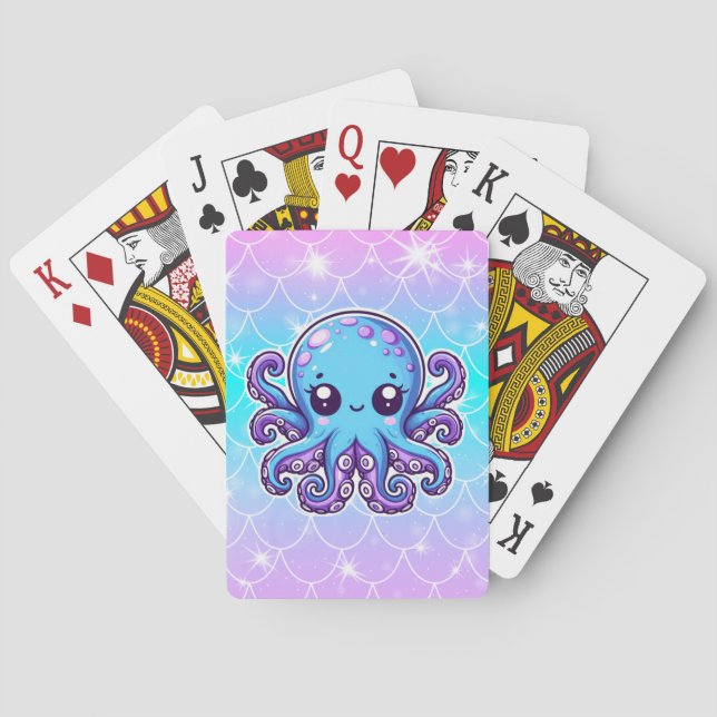 Baraja De Cartas Pulpo azul lindo (Reverso)