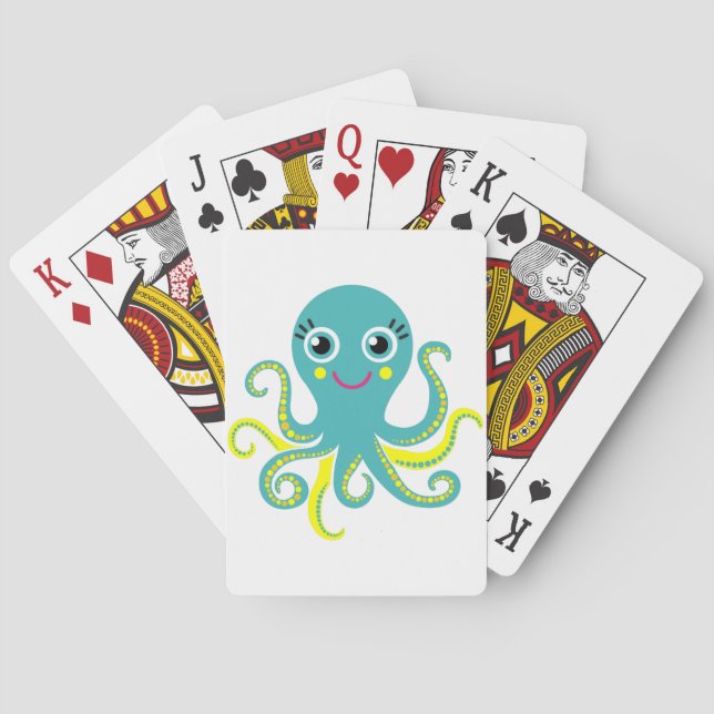 Baraja De Cartas Pulpo azul y amarillo (Reverso)