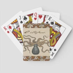 Baraja De Cartas Pulpo Kraken Antiguo Marino Vida Silvestre Costera