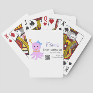 Baraja De Cartas Pulpo morado azul acuarela baby shower animal mari