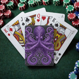 Baraja De Cartas Pulpo Morado Victoriano Steampunk Kraken