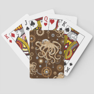 Baraja De Cartas Pulpo Steampunk Retro Fantasía Mecánica