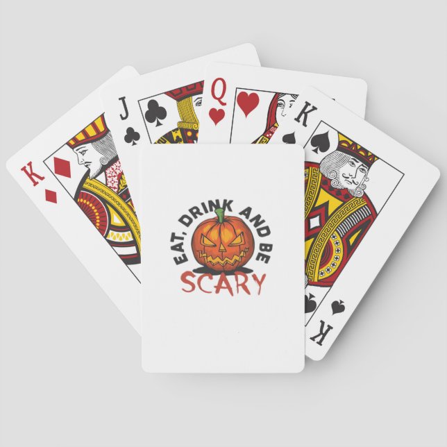 Baraja De Cartas Pumpkin Eat Drink And Be Scary Vintage Style (Reverso)