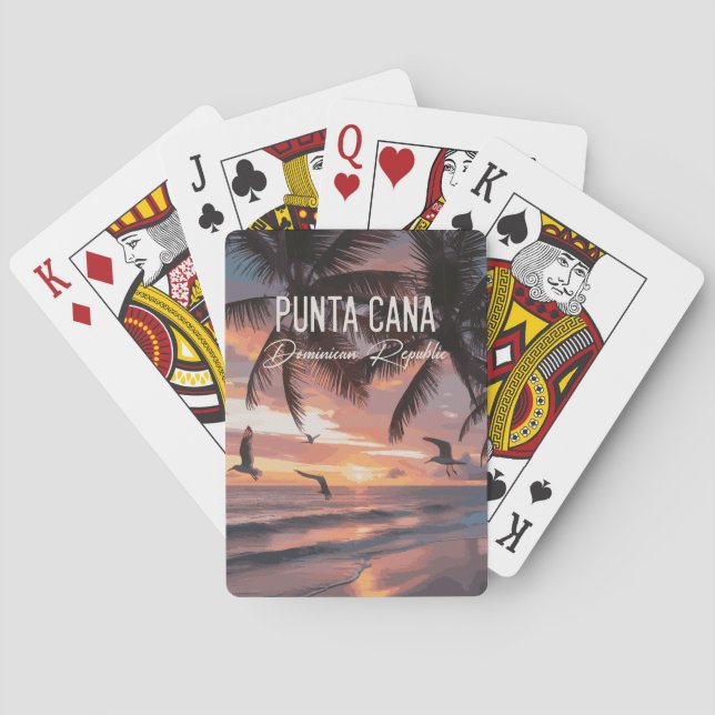 Baraja De Cartas Punta Cana DR Retro Seagull Souvenir tropical (Reverso)