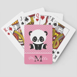 Baraja De Cartas Punto de Polka Personalizado del Oso de Panda Cuta