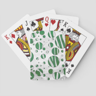 Baraja De Cartas Punto de polka verde y blanco cebra