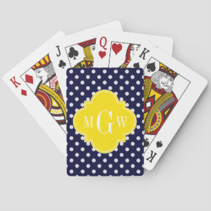 Baraja De Cartas Puntos blancos de la Marina Amarillo Cuatro Hojas