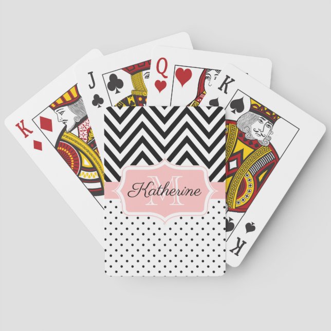 Baraja De Cartas Puntos cortos y chevron (Reverso)