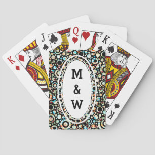 Baraja De Cartas Puntos de color y patrón de círculo + texto y fond