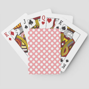 Baraja De Cartas Puntos de polka blanco sobre fondo rosado