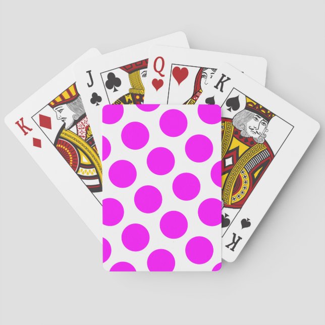 Baraja De Cartas Puntos de polka magenta (Reverso)