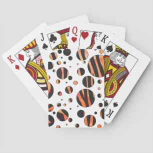 Baraja De Cartas Puntos de polka negro y Naranja de cebra