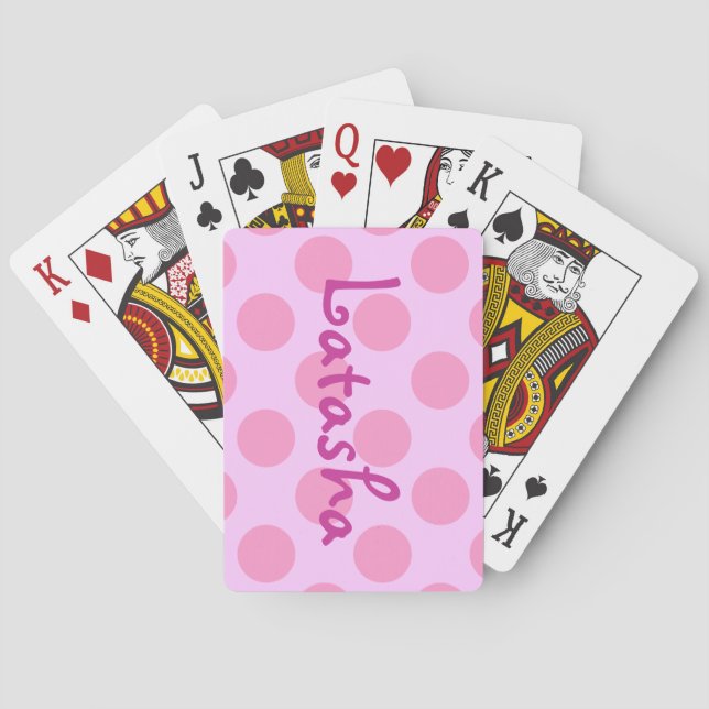 Baraja De Cartas Puntos de Polka Rosa personalizado (Reverso)