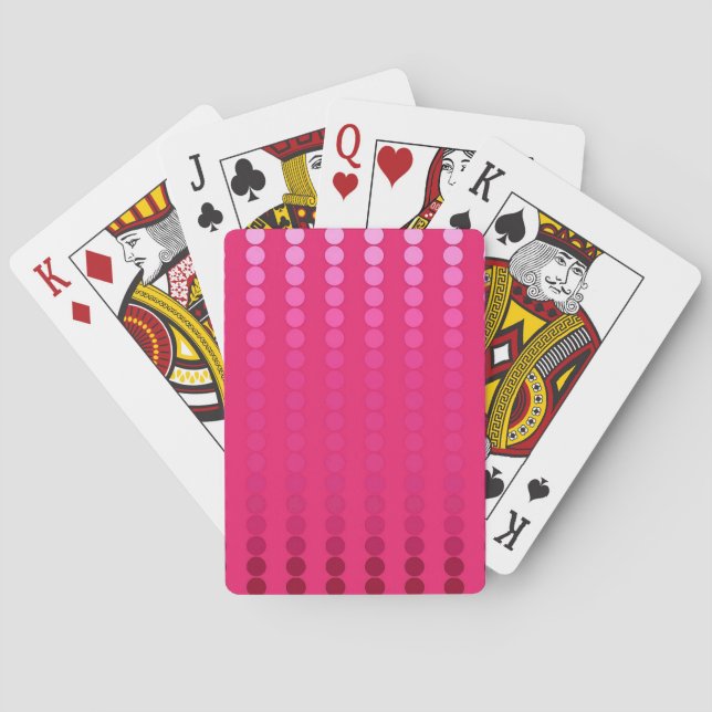 Baraja De Cartas Puntos de satén - tonos fucsia rosados (Reverso)