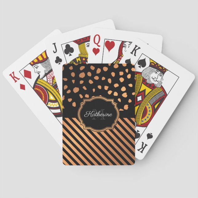 Baraja De Cartas Puntos dorados y rayas (Reverso)