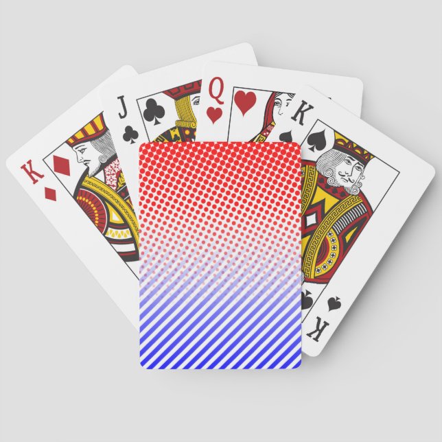 Baraja De Cartas Puntos y franjas rojo y azul (Reverso)