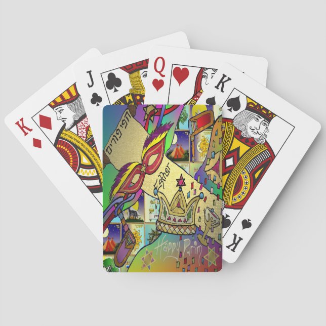 Baraja De Cartas Purim Esther Celebración Arte ligero Imprimir (Reverso)