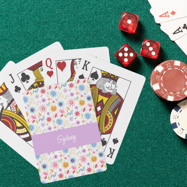 Baraja De Cartas Purple Blue Pink Boho Wildflower Personalized  (Subido por el creador)