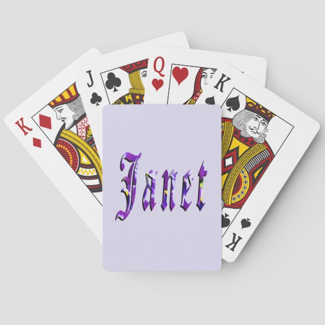 Baraja De Cartas Purple Floral Janet Name,  (Reverso)