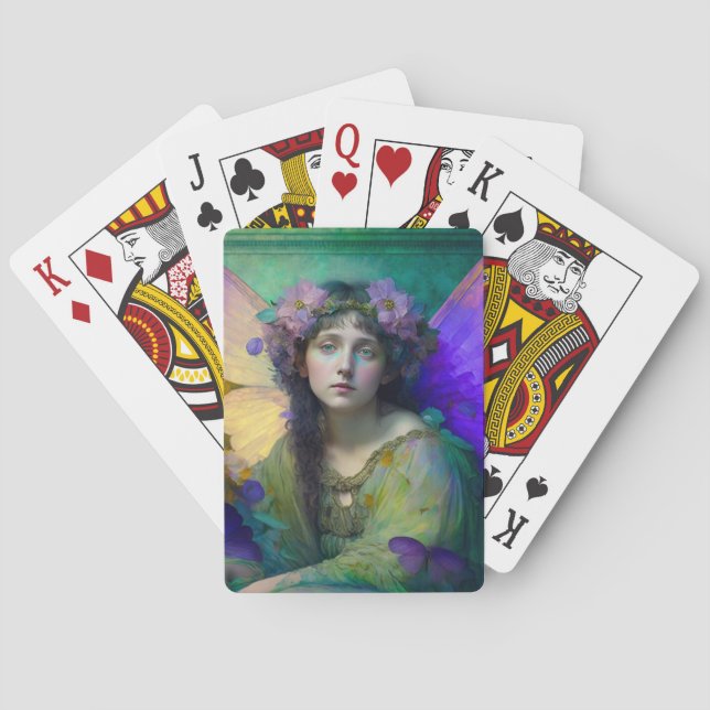 Baraja De Cartas Purple Green Fairy Fantasy Art (Reverso)