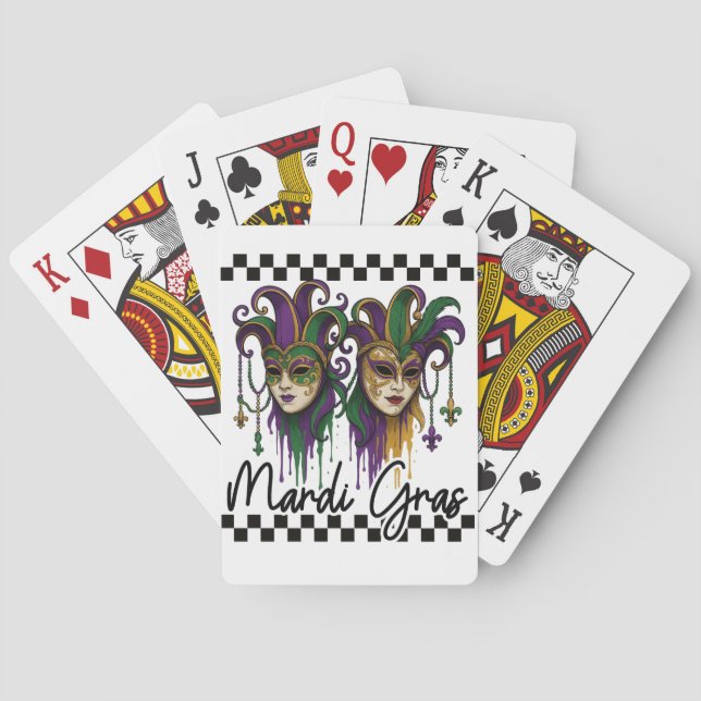 BARAJA DE CARTAS PURPLE & GREEN MARDI GRAS MASKS (Reverso)