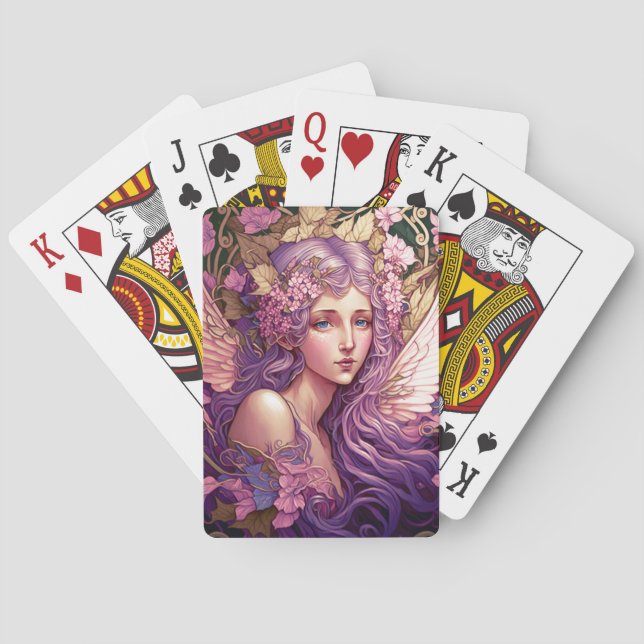 Baraja De Cartas Purple Hair Fairy Angel Fantasy Art (Reverso)