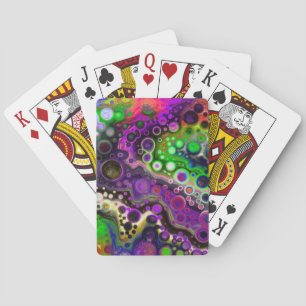 Baraja De Cartas Purple, Lime Green y Black Marble Fluid Art