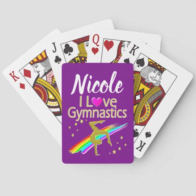 BARAJA DE CARTAS PÚRPLE ME ENCANTA EL DISEÑO DE GIMNASTICAS (Reverso)