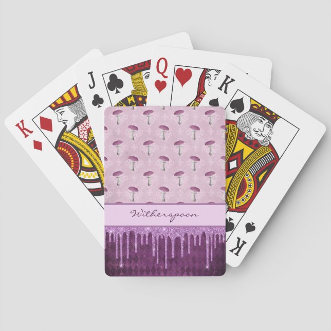 Baraja De Cartas Purple Mushroom Dream and Glitter Drips Monogram (Reverso)