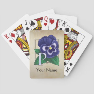 Baraja De Cartas Purple Pansy Personalized Floral Monogram