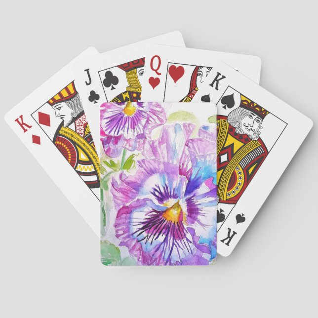 Baraja De Cartas Purple Pansy Watercolour Flower Playing Cards Set (Reverso)