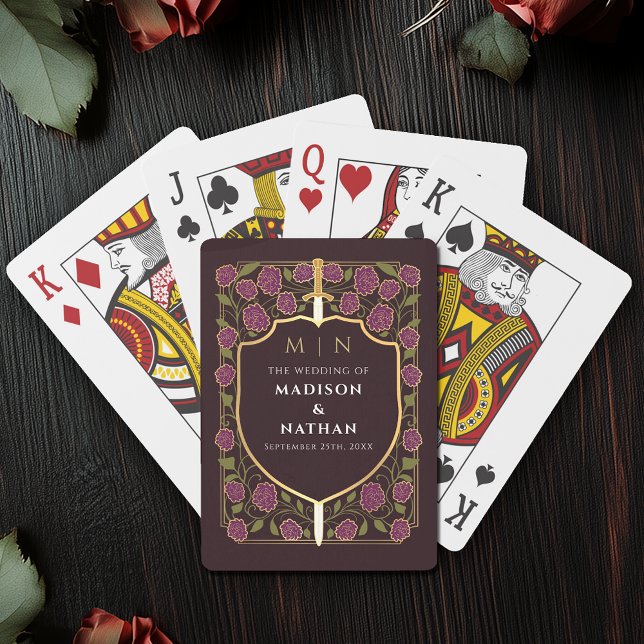 Baraja De Cartas Purple Royal Sword Shield Wedding Favor (Subido por el creador)