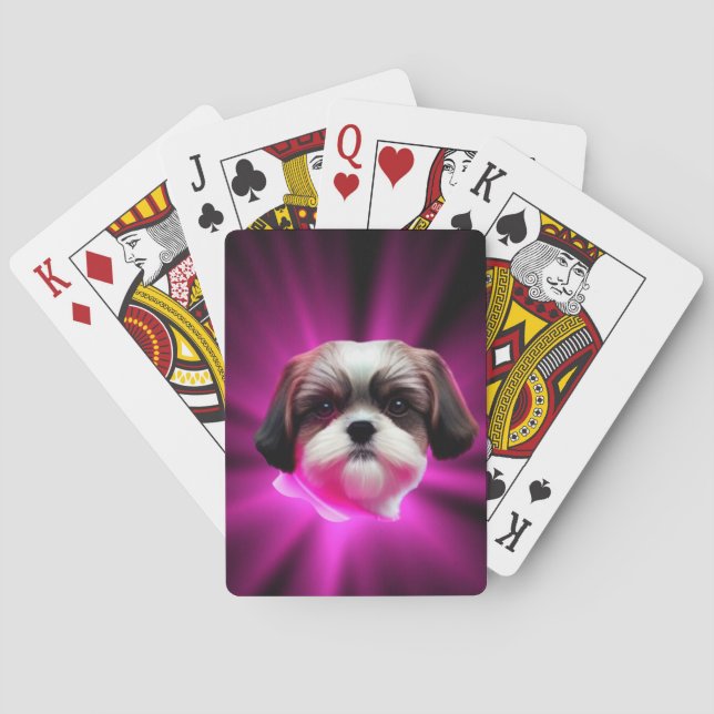 Baraja De Cartas Purple Shih Tzu (Reverso)