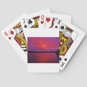 Baraja De Cartas Púrpura caliente puesta de sol en el lago Arrowhea