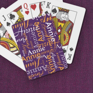Baraja De Cartas Púrpura del patrón de nombres sobredimensionados r