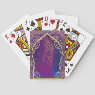 Baraja De Cartas Púrpura y Oro Danza árabe marroquí Glam