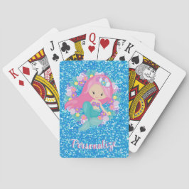 Baraja De Cartas Purpurina azul rosa de la sirena suave personaliza