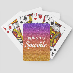 Baraja De Cartas Purpurina Brillante Morado y Naranja Nacida para B