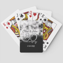Baraja De Cartas Purpurina de aniversario de 30 bodas gris plateado