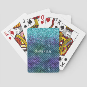 Baraja De Cartas Purpurina de espuma de sirena morada de Aqua verde