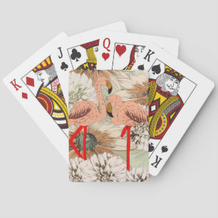 Baraja De Cartas Purpurina de hojas tropicales florales de color ro