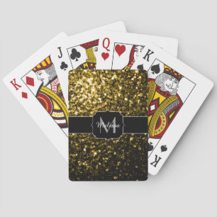 Baraja De Cartas Purpurina de imitación amarillo oscuro chispas Mon