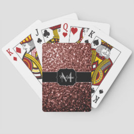 Baraja De Cartas Purpurina de imitación rojo marrón brillante Monog