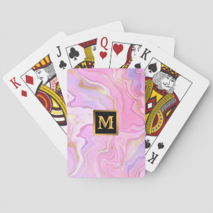 Baraja De Cartas Purpurina de mármol de lujo Pink Purple Gold