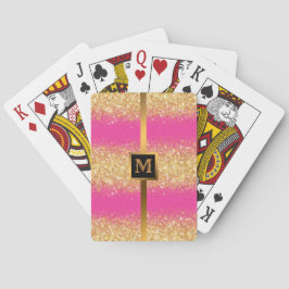 Baraja De Cartas Purpurina de oro rosa de lujo