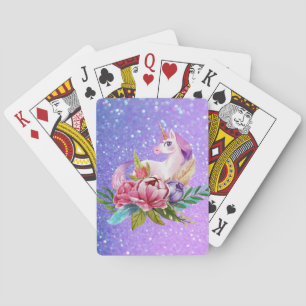 Baraja De Cartas Purpurina de Unicorn