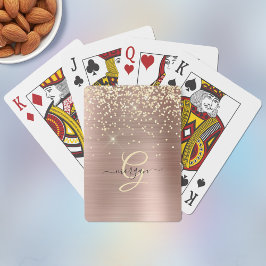Baraja De Cartas Purpurina dorada, monograma dorado, nombre en letr