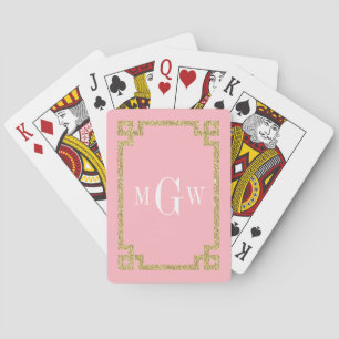 Baraja De Cartas Purpurina dorado rosado Aspecto Griego Modelo De L